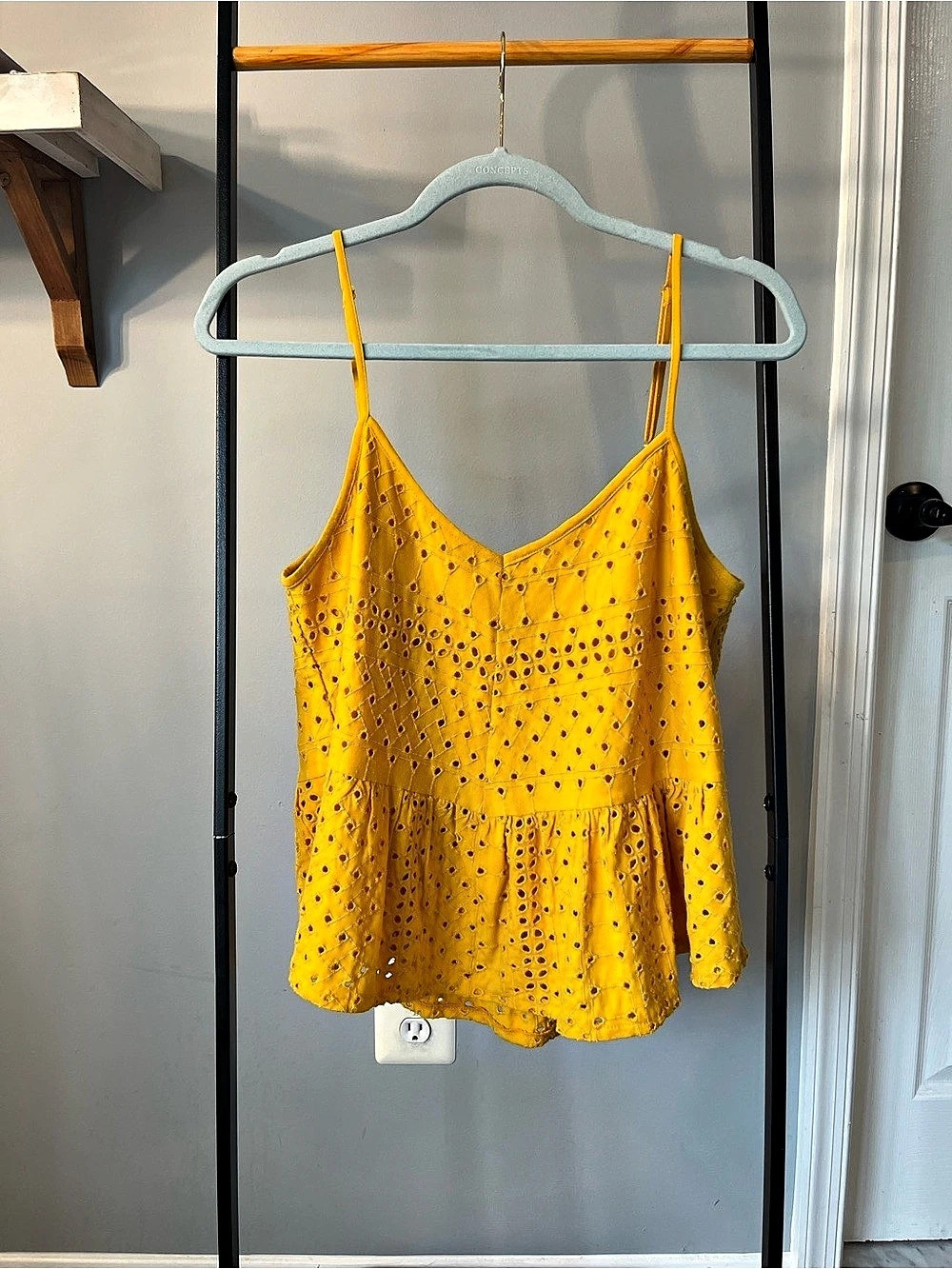 Anthropologie Yellow Eyelet Camisole Like New